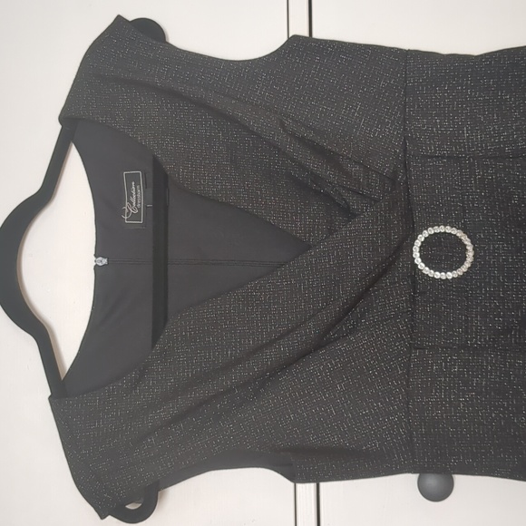 Sz 6 Dressbarn Black Dress with Silver Detail - Picture 3 of 8